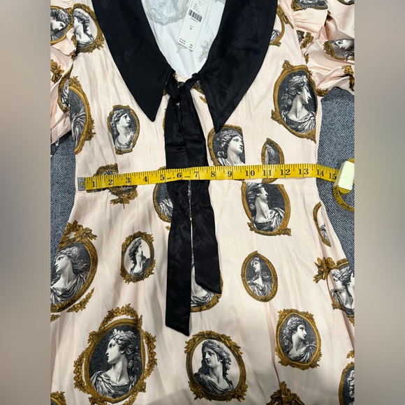 Maeve Satin Portrait Front-Tie Mini Dress | size M - Picture 5 of 8